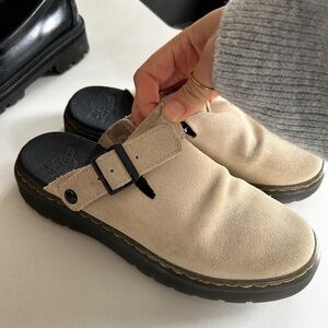 Dr. Martens Tan Suede Slip-On Clogs